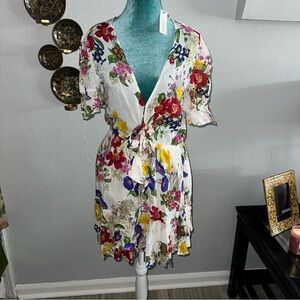 Olivaceous Floral Mini Dress - Multicolor